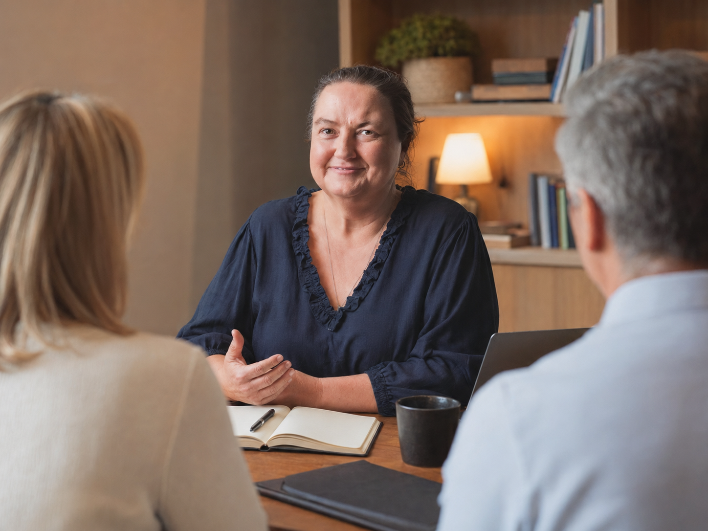 Thryvv adviser speaking with business owners in a consultation.